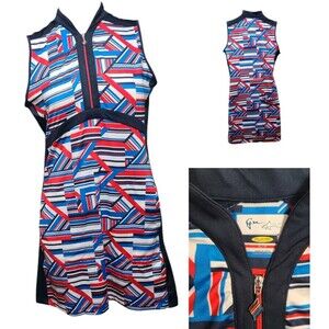 Greg Norman Play Dry Active Dress Women's S Red/Blue Sleeveless UPF 50+ Pockets